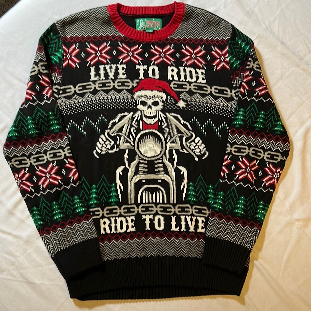 Ugly Christmas Sweater - Live to Ride, Ride to Live
